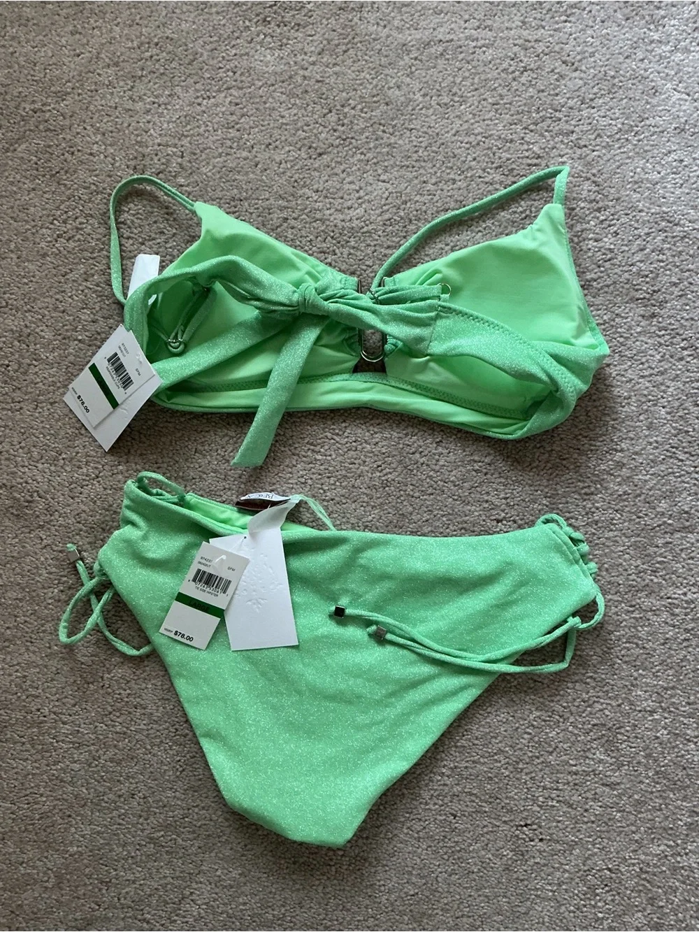 BECCA GLIMMER TOP AND BIKINI HIPSTER BOTTOM 2 PIECE SWIMSUIT- SZ LARGE- NWT